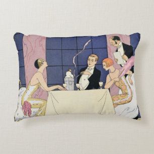 Die Gourmands, 1920-30 (pochoir Druck) Zierkissen