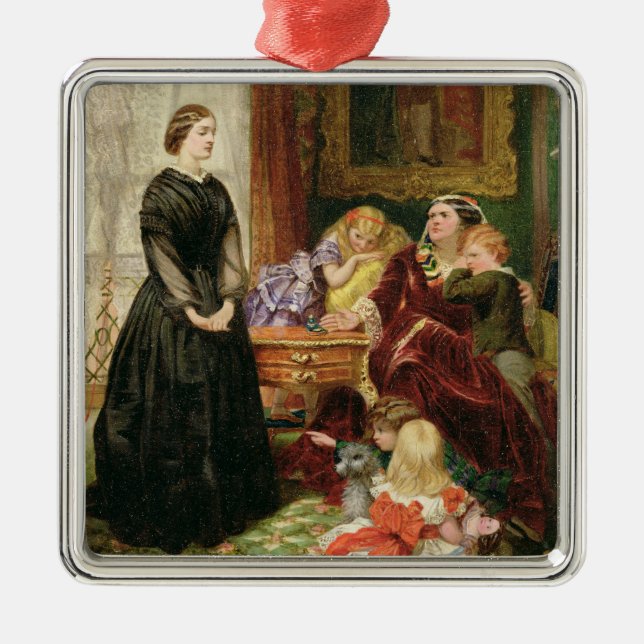 Die Gouvernante, 1860 (Öl auf Leinwand) Silbernes Ornament (Vorne)