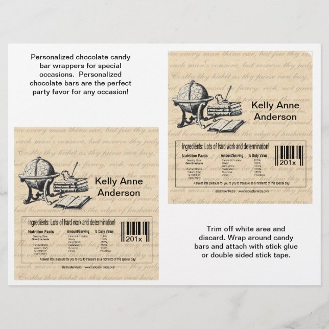 Die Graduate Candybar Wrappers in Beige (Ernährung Flyer (Vorne)