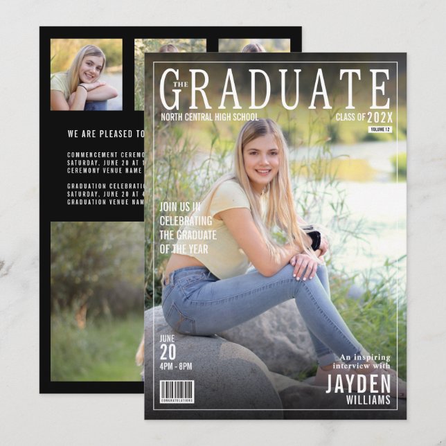Die Graduate Magazine decken die schicke Einladung (Vorne/Hinten)