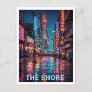 Die Grafikdesign der Strandpromenade von Jersey Sh Postkarte
