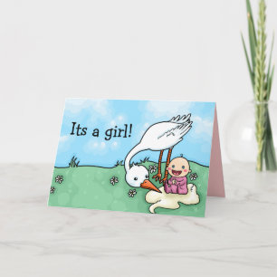 Die Gratulationskarte für ein Girl Storch Karte