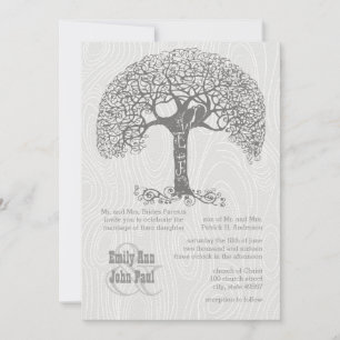 Die Graue romantische Baumlove Bird Woodgrain Einladung