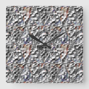 Die graue Versteck-Farbe des Quadrat-Dreieck-Mosai Quadratische Wanduhr
