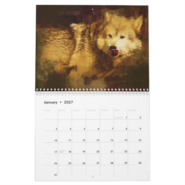 Die grauen Wölfe von Yellowstone Kalender (Jan 2027)
