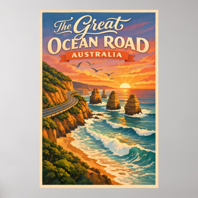 Die Great Ocean Road Australien - Vintage Poster (Vorne)