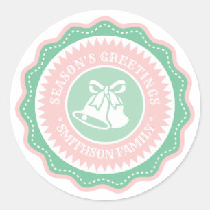 Die GREETINGS von Mint Green und Pastellrosa Runder Aufkleber