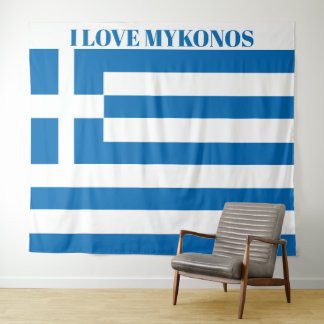 Die griechische Flagge Mykonos ist besonders groß Wandteppich