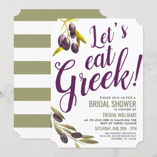 Die griechische Nahrung, die   Brautparty-Salbei Einladung
