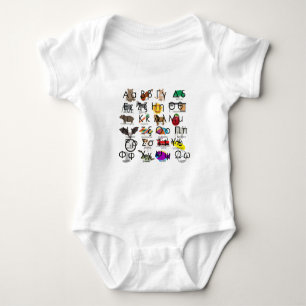 Die griechischen Alphabeten schreiben Worte & Bild Baby Strampler