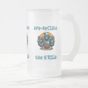 Die G'rilla Master GRILLEN Griller Fun Pun schätze Mattglas Bierglas