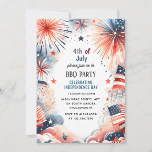 Die Grillen Red White Blue USA Flag 4. Juli Party Einladung