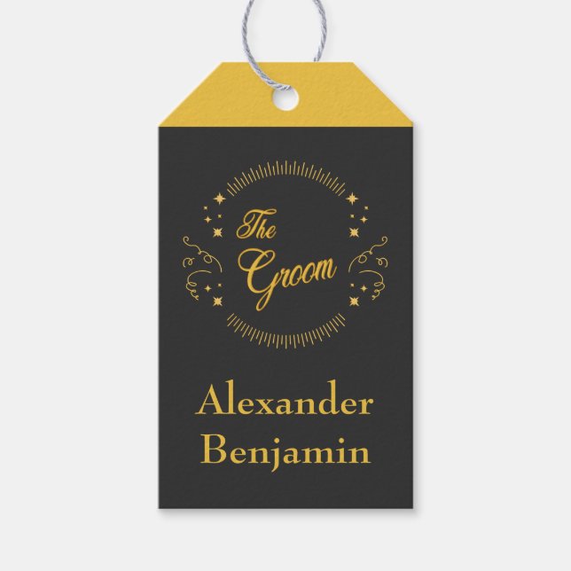Die Groom Gold Hochzeit modern personalisieren Geschenkanhänger (Vorderseite)