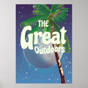 Die große Außenpalme und der Mond Poster