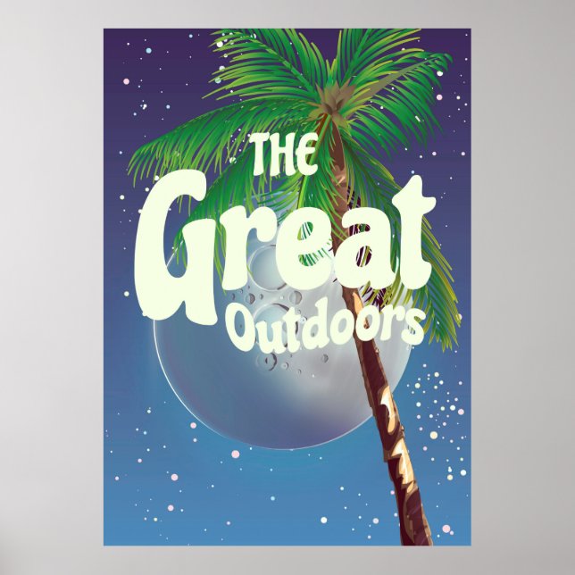 Die große Außenpalme und der Mond Poster (Vorne)