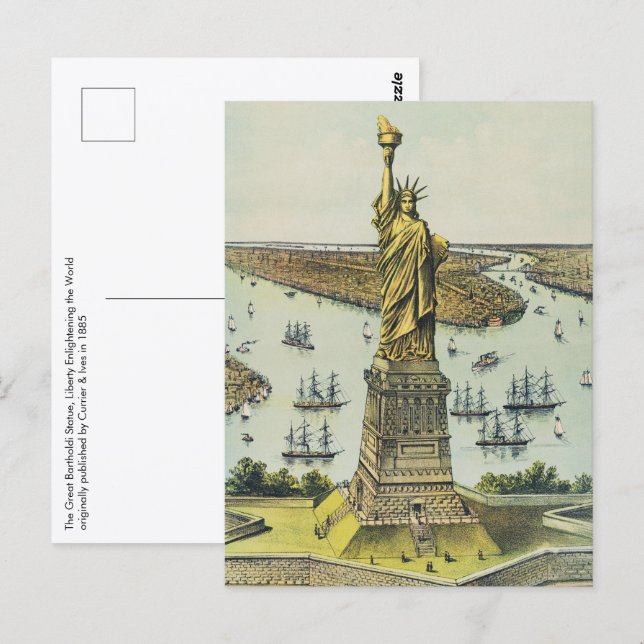 Die große Bartholdi-Statue, Freiheitsstatue Postkarte (Vorne/Hinten)