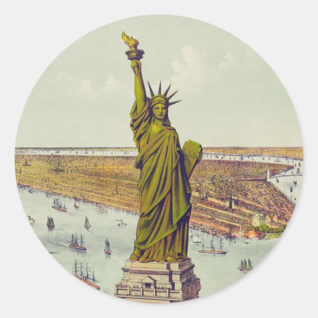 Die große Bartholdi-Statue, Freiheitsstatue Runder Aufkleber (Vorderseite)