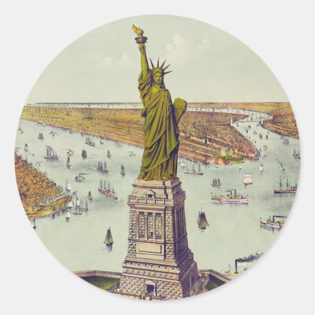 Die große Bartholdi-Statue, Freiheitsstatue Runder Aufkleber (Vorderseite)