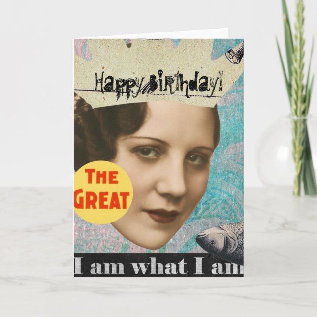 Die große Fischkönigin Collage, Geburtstag Karte (Vorderseite)