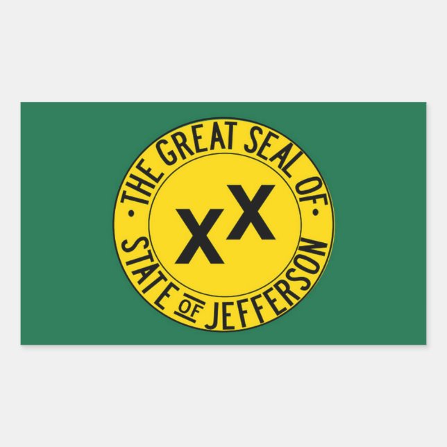 Die große Flagge des Staat von Jefferson, USA Rechteckiger Aufkleber (Vorderseite)
