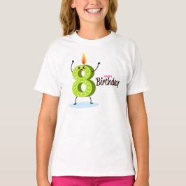 Die große grüne Zahl 8 mit einem glücklichen Gebur T-Shirt