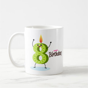 Die große grüne Zahl 8 mit viel Glück zum Geburtst Kaffeetasse