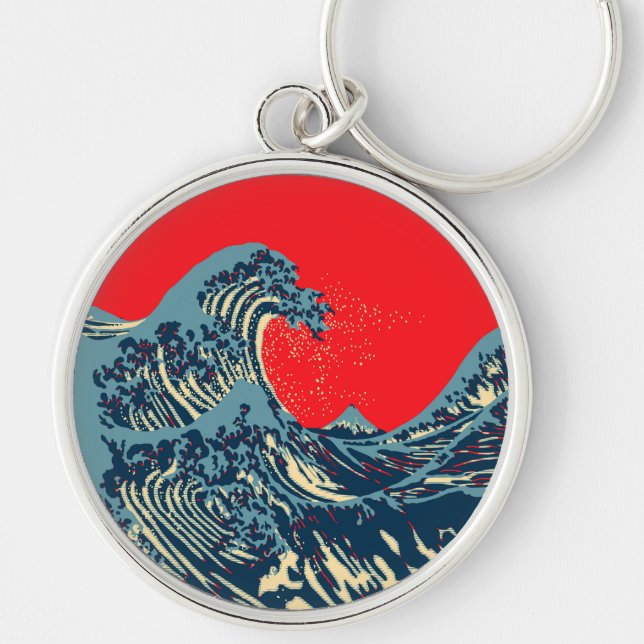 Die große Hokusai-Welle im farbenfrohen Stil Schlüsselanhänger (Vorne)