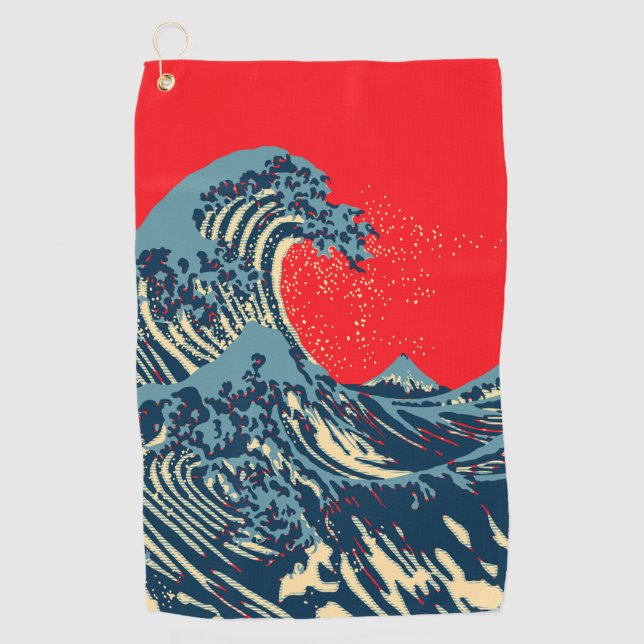 Die große Hokusai-Welle im lebendigen Stil des Pop Golfhandtuch (Vorderseite)