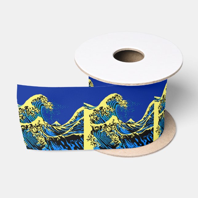 Die große Hokusai-Welle im lebendigen Stil des Pop Satinband (Spule)