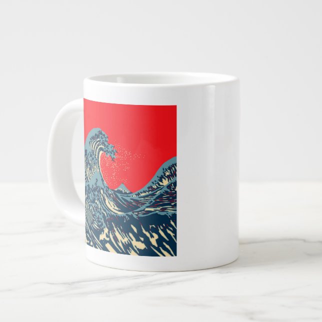 Die große Hokusai-Welle im Stil der Hope Art Jumbo-Tasse (Vorderseite Links)