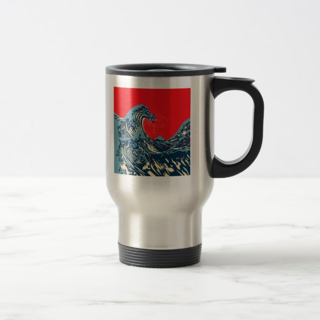Die große Hokusai-Welle im Stil der Hope Art Reisebecher (Rechts)