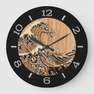 Die große Hokusai Welle in der Bambusart-Skala au Wanduhr