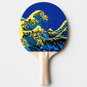 Die große Hokusai Welle in der blauen Tischtennis Schläger