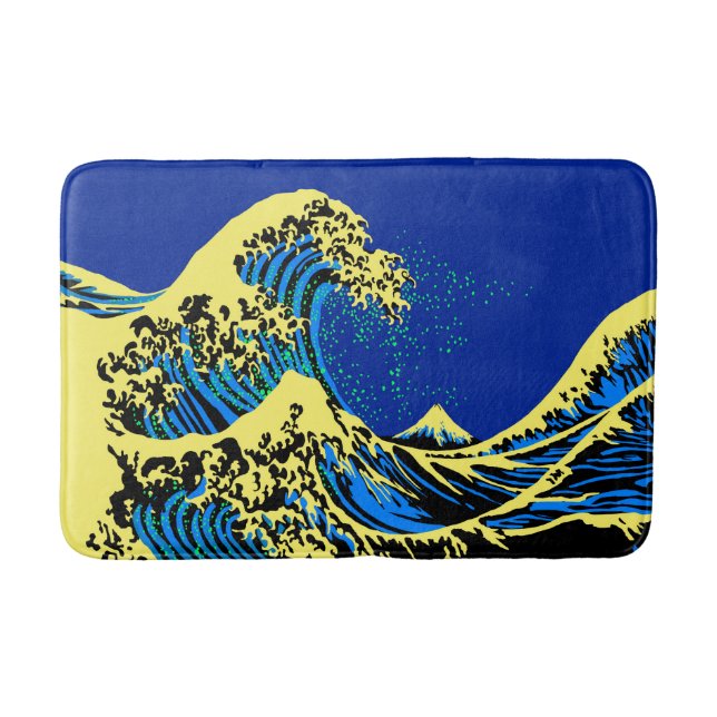 Die große Hokusai Welle in der Pop-Kunst-Art Badematte (Vorderseite)