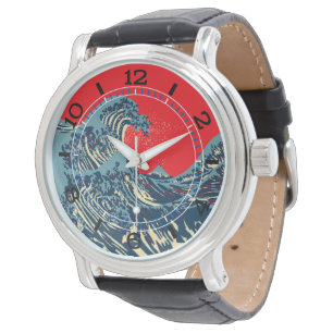 Die große Hokusai Welle in der vibrierenden Armbanduhr