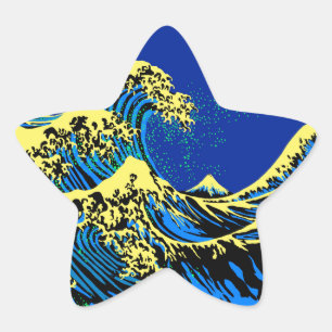 Die große Hokusai-Welle in Pop Art Style Accent Stern-Aufkleber