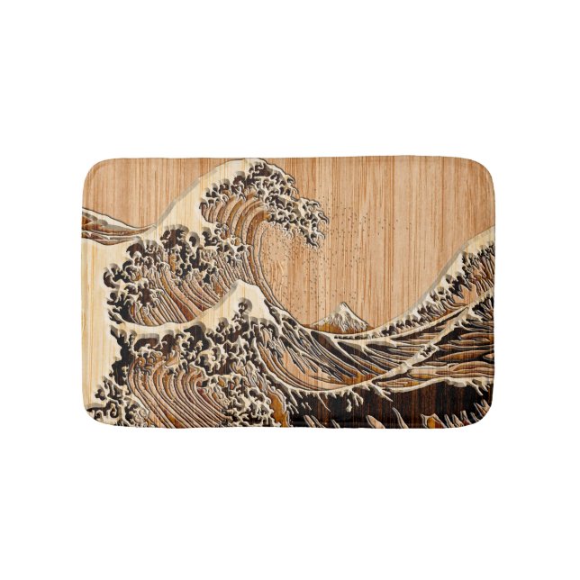 Die große Hokusai Wellen-hölzerne Badematte (Vorderseite)