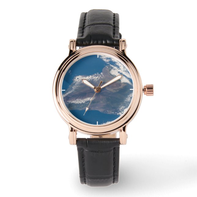 Die große Insel Hawaii und ihre Berge Armbanduhr (Vorderseite)