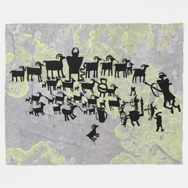 Die große Jagd auf Petroglyph Fleecedecke (Vorderseite (Horizontal))