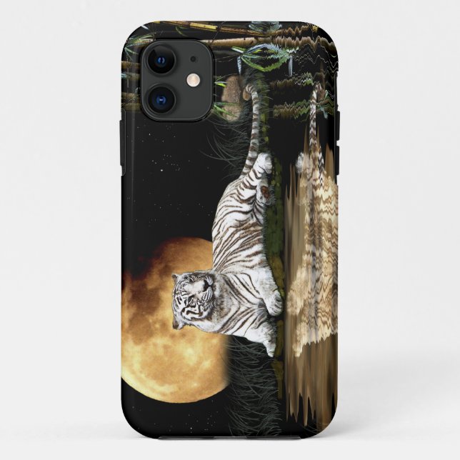 Die große Katze im Weißen Tiger & Mond Case-Mate iPhone Hülle (Rückseite)