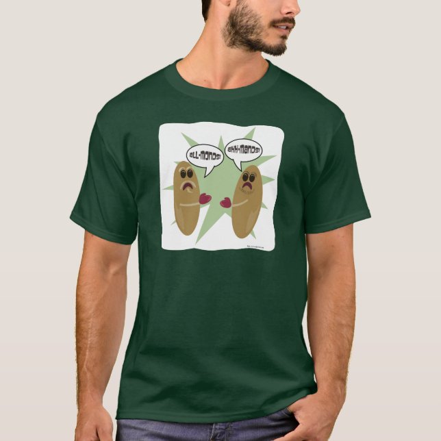 Die große Mandeldebatte Der lustige Nut-Cartoon T-Shirt (Vorderseite)