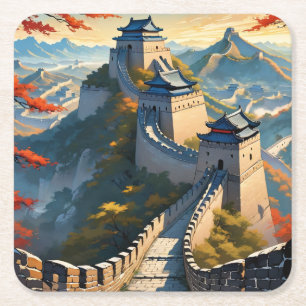 Die große Mauer der China Rechteckiger Pappuntersetzer
