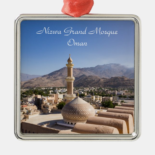 Die Große Moschee und Minarett in Nizwa - Oman Ornament Aus Metall (Vorne)