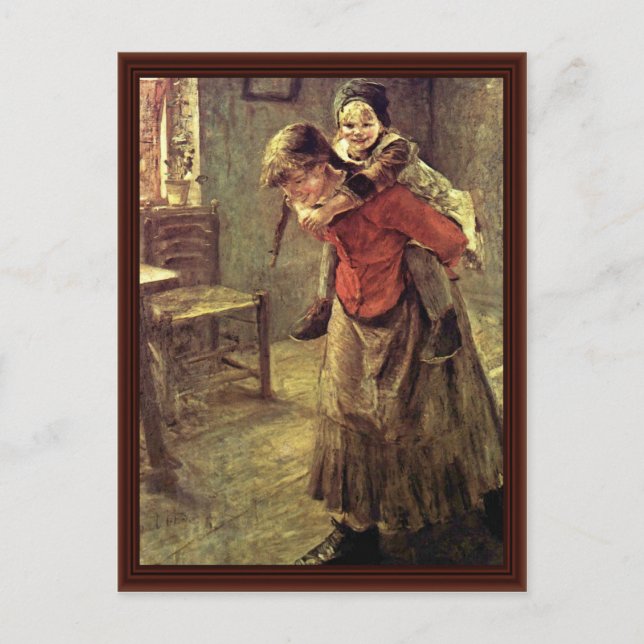 Die große Schwester von Fritz von Uhde Postkarte (Vorderseite)
