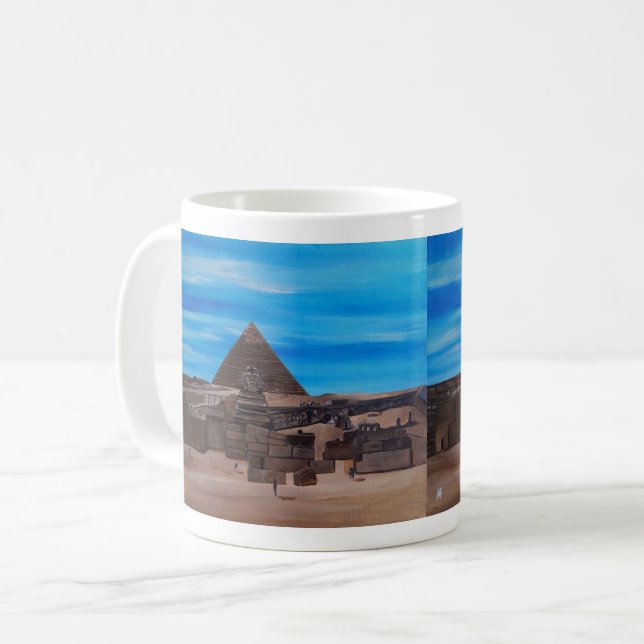 Die Große Sphinx und die Pyramide von Khafre Kaffeetasse (Vorderseite Links)