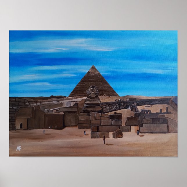 Die Große Sphinx und die Pyramide von Khafre Poster (Vorne)