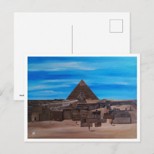 Die Große Sphinx und die Pyramide von Khafre Postkarte