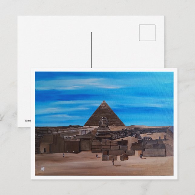 Die Große Sphinx und die Pyramide von Khafre Postkarte (Vorne/Hinten)
