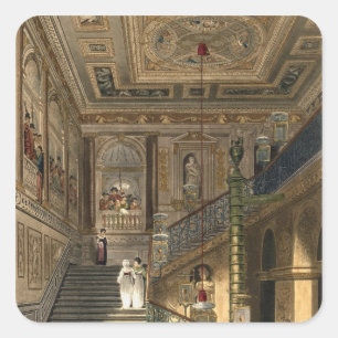 Die große Treppe im Kensington Palace von Pyne Quadratischer Aufkleber