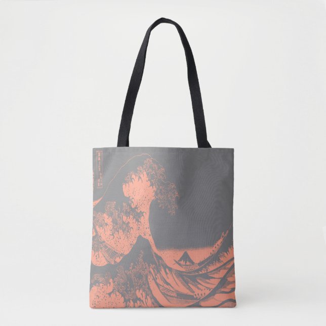 Die große Wave Tote Tasche Blau & Grau (Vorderseite)